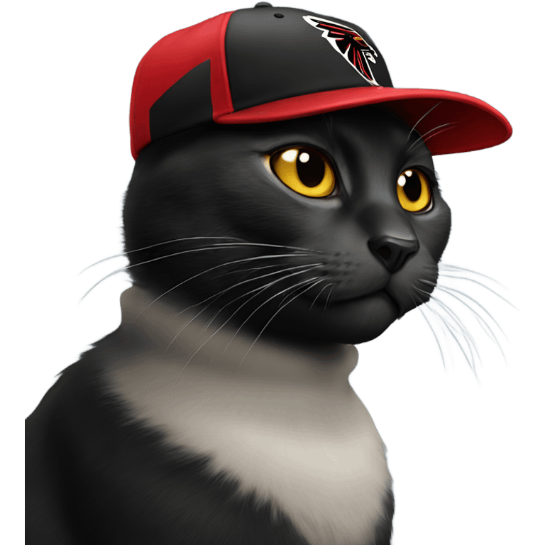 Black cat wearing falcons cap emoji