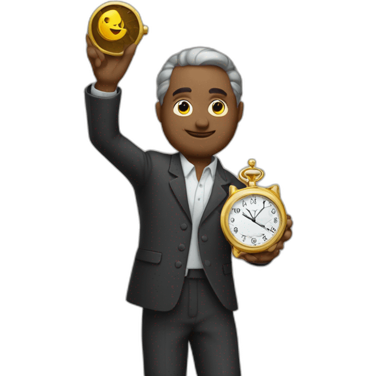 the millionaire holds a watch in his hands emoji