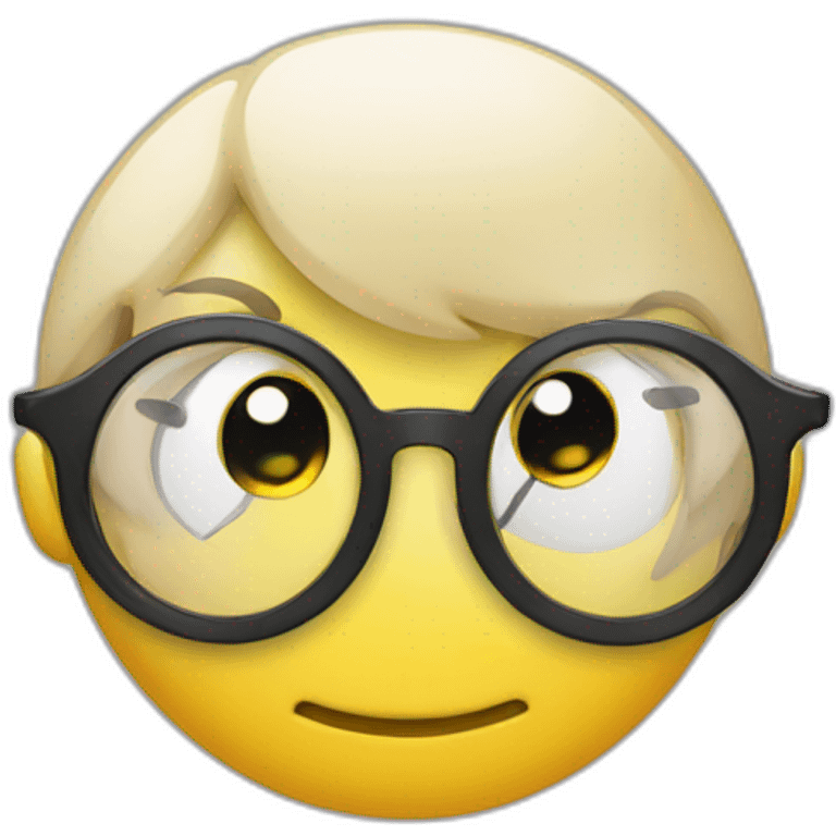 Yellow circle head Moult With a cheerful expression with black eyes black glasses emoji