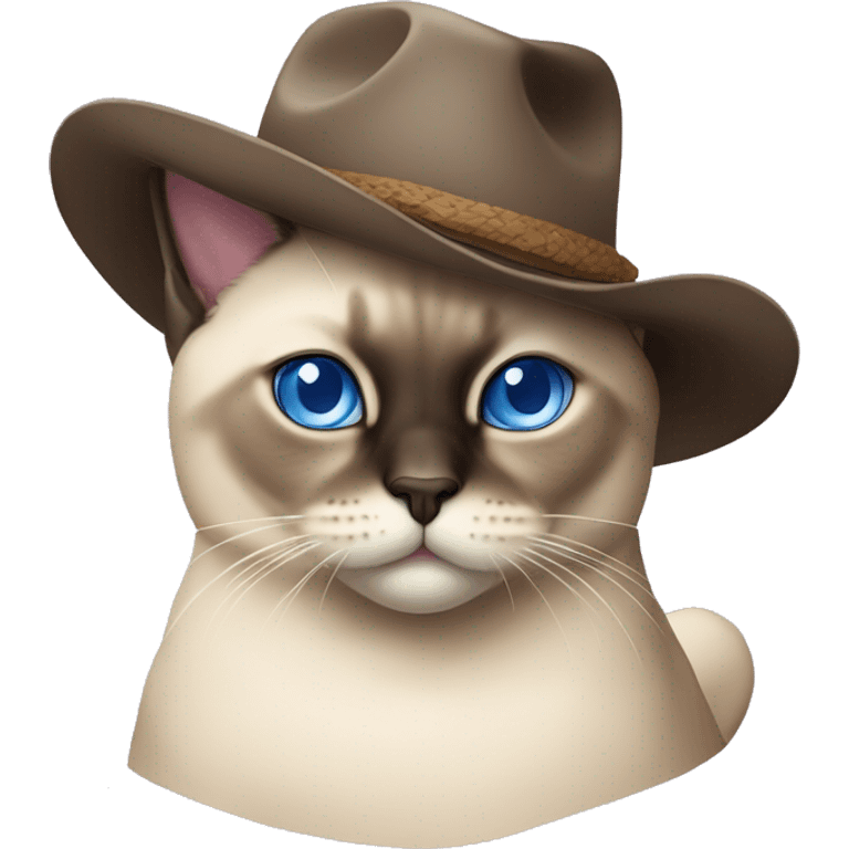 Fat Siamese cat crossed blue eyes lavender cowboy hat emoji