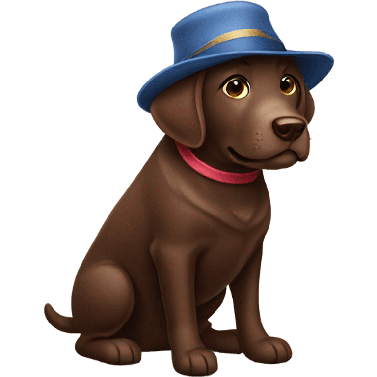 Chocolate lab with hat  emoji