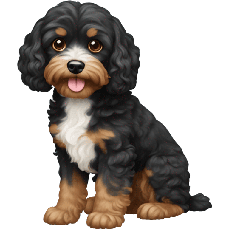 Cavapoo dog that is black and has tan markings emoji