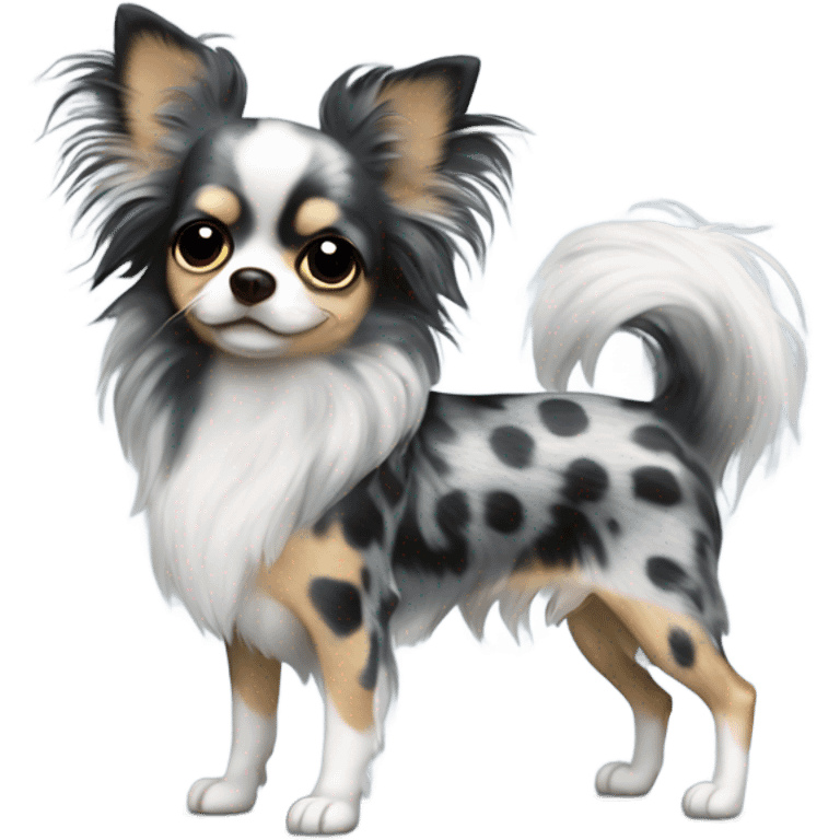 Blue merle chihuahua long hair with spotted face black emoji