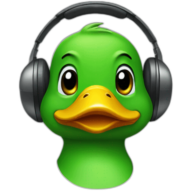 green duck wearing headphones emoji