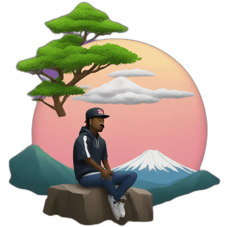 Naps the rapper that smoke in front of fuji mountain emoji