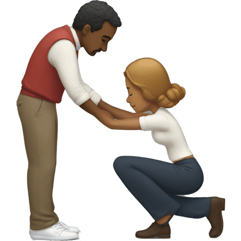 The man bows to the woman emoji