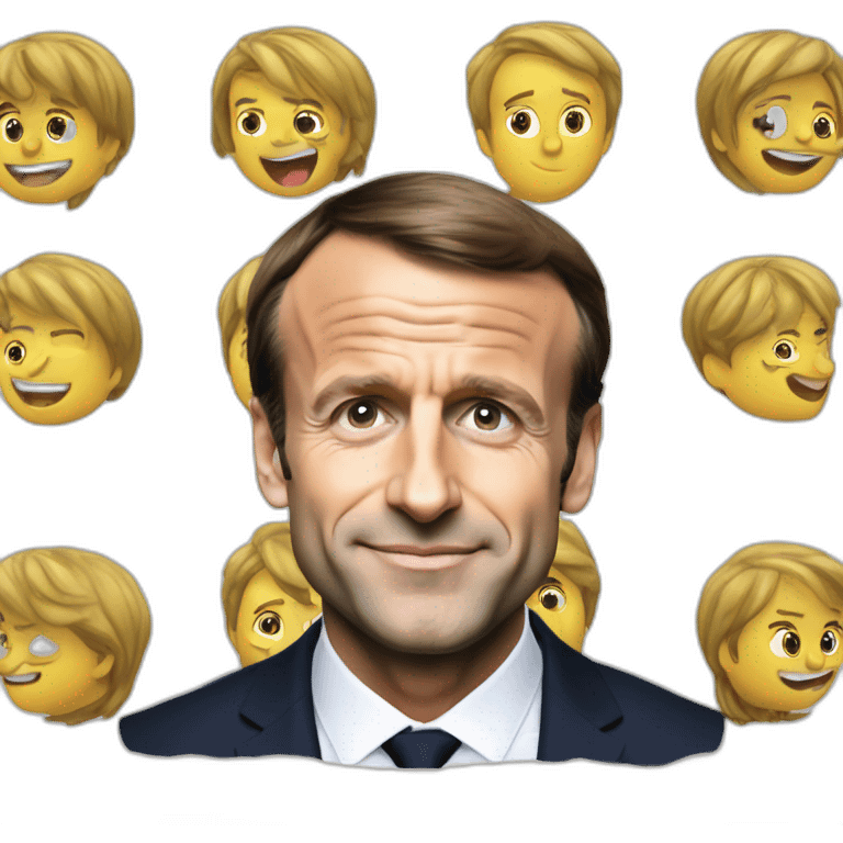 Emmanuel Macron dans un berceau emoji