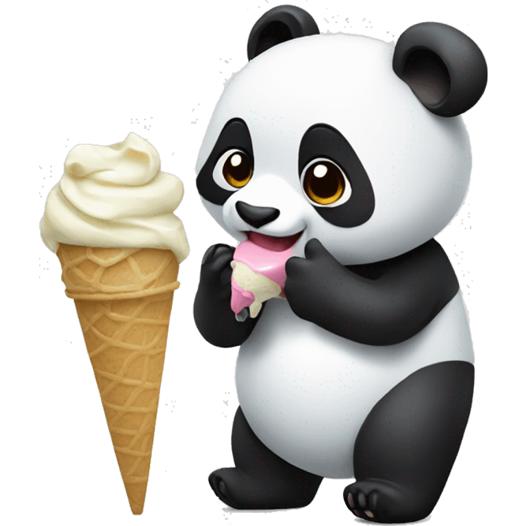 Panda eating ice cream emoji