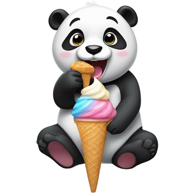 Panda eating ice cream emoji