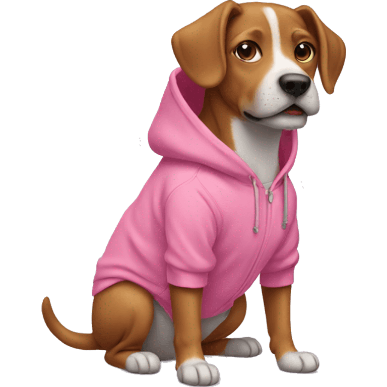 Dog wearing a pink hoodie emoji