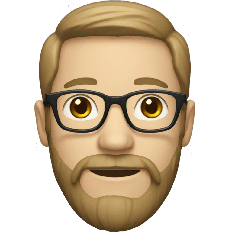 Guy with glasses and beard, white skin emoji