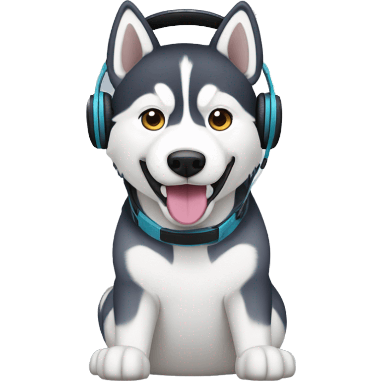 Husky siberiano con audifonos emoji