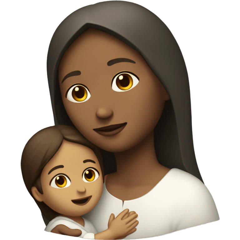 Maria mother of Jesus with Jesus in hands white skin emoji