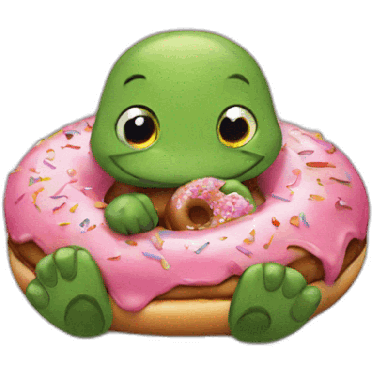 turtle eating a donuts emoji