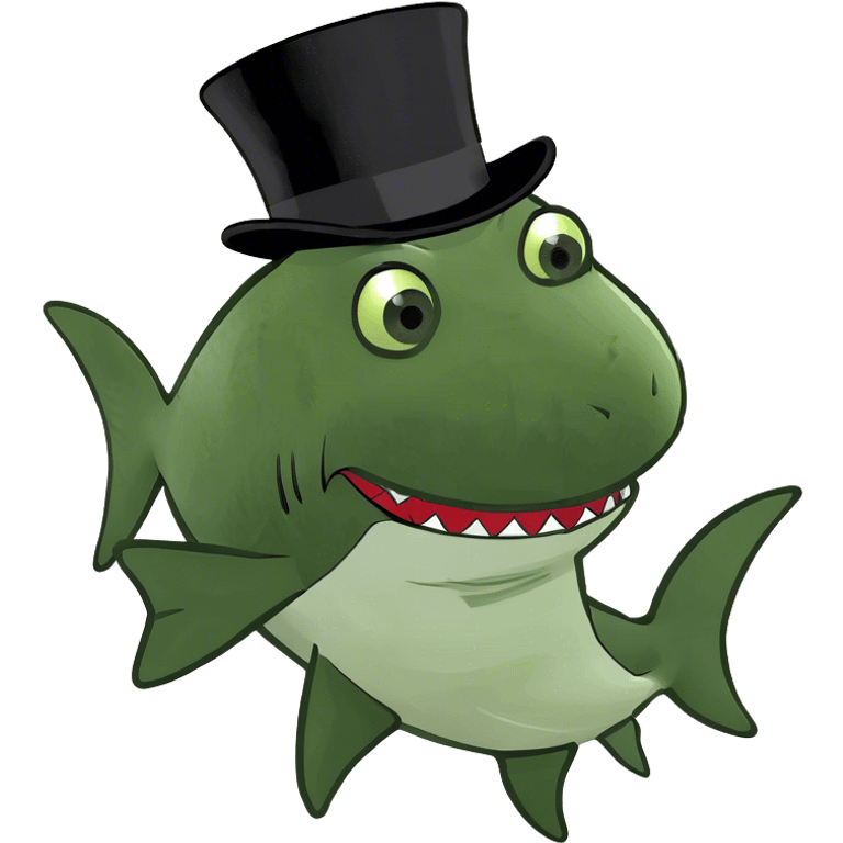 Shark with a top hat emoji