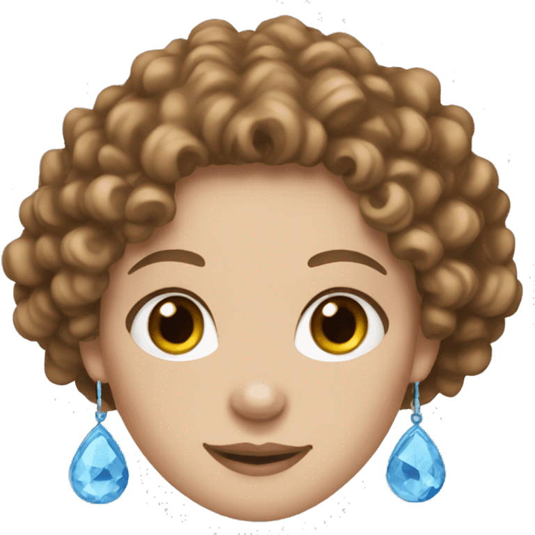 white girl brown curly hair blue eyes and hoop earrings emoji