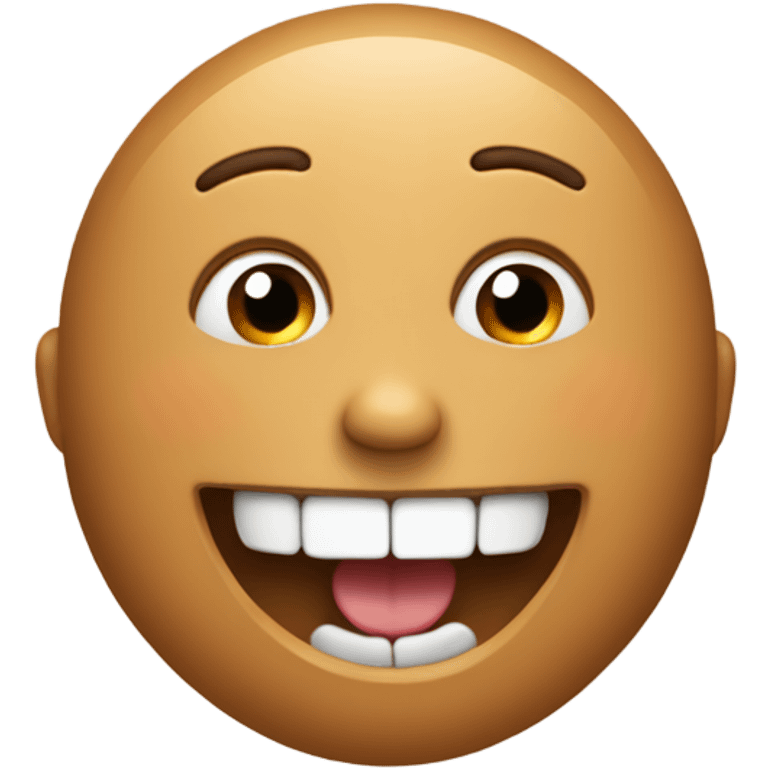 Smiling emoji with no teeth but add the end of the bone that is brown and in his mouth  emoji