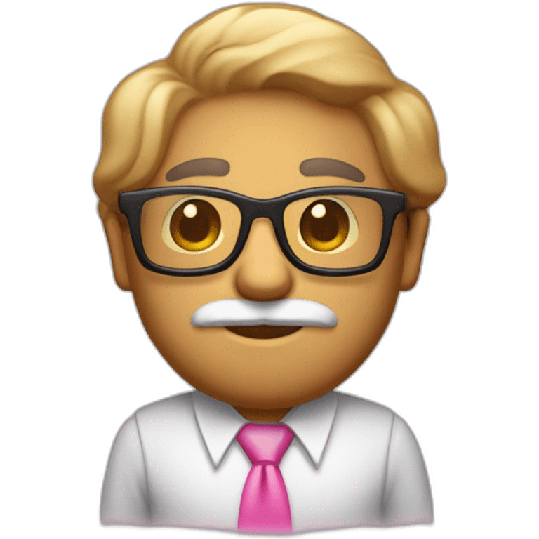 persona mayor pelo blanco barba blanca y gafas transparentes con camisa rosa emoji