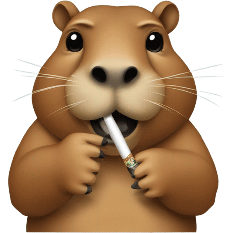 Capybara holding a smoking blunt between two fingers not NSFW emoji