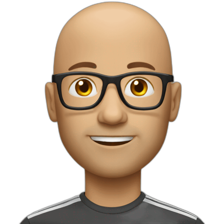 Soccer 43 year slim male bald glasses emoji