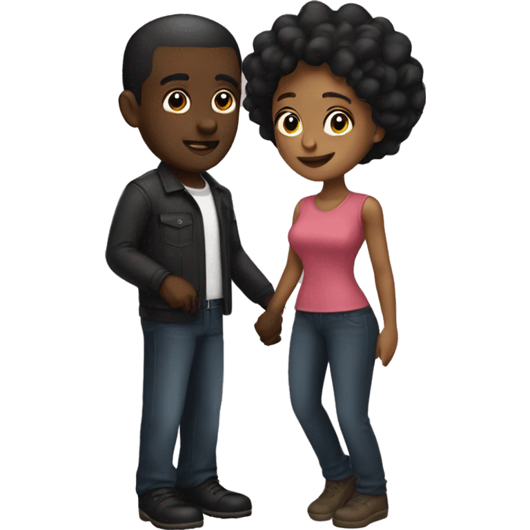 black man mix woman fall in love emoji