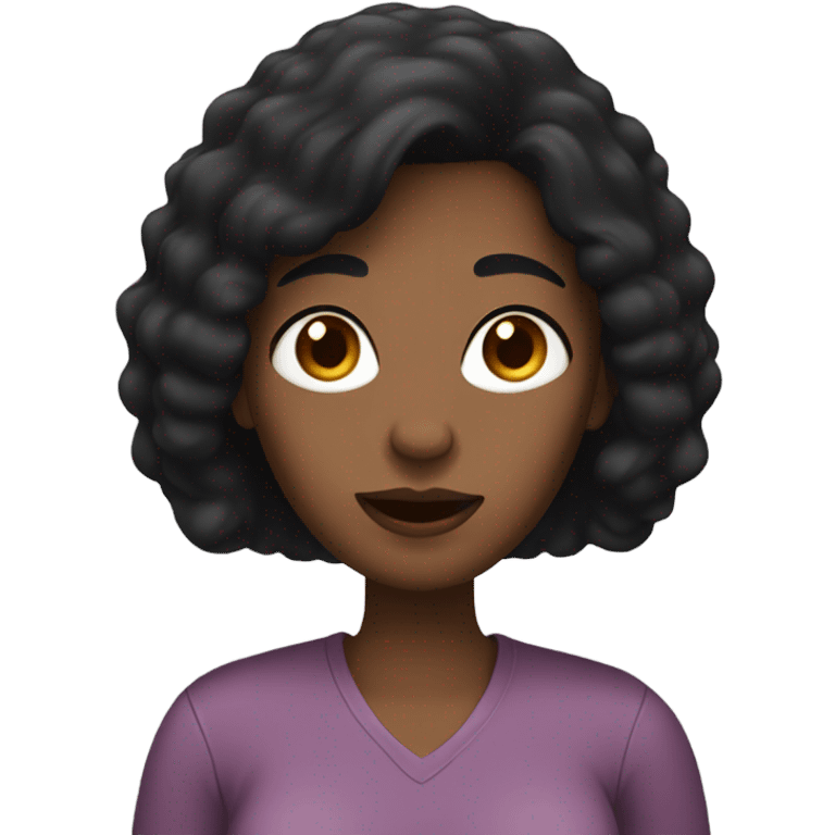 A woman with black hair, brown eyes, dark skin is holding a phone emoji