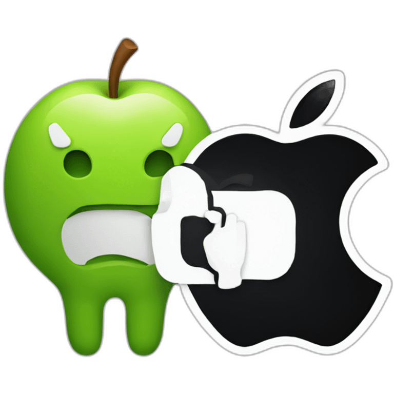 Apple Logo eating Android Logo emoji