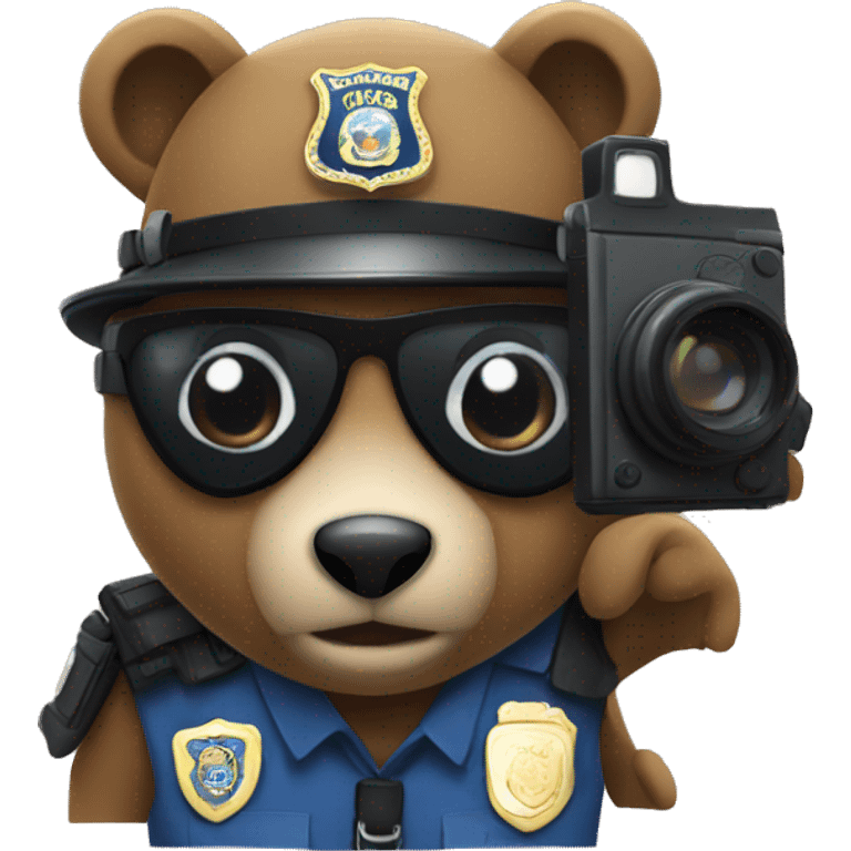 a bear  police officer holding a camera emoji