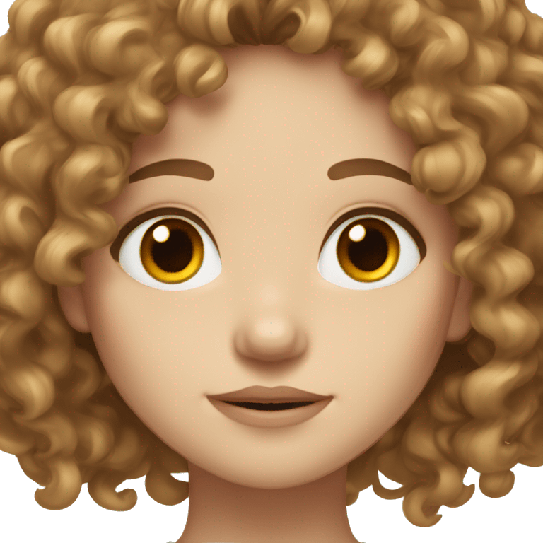 a pale girl brown  tall curly hair with big volume and light brown eyes   emoji