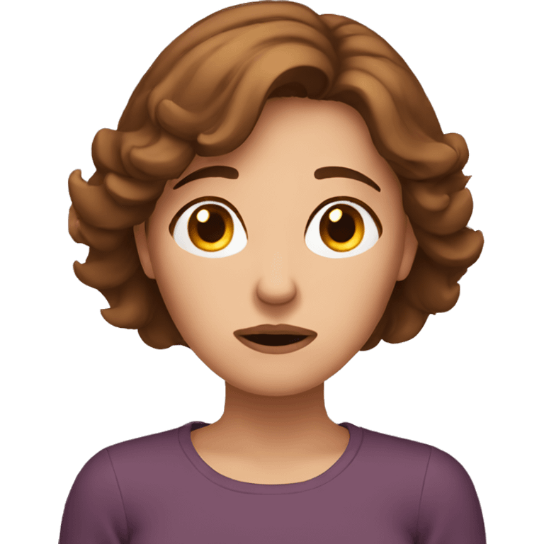 worried homely woman brown hair emoji