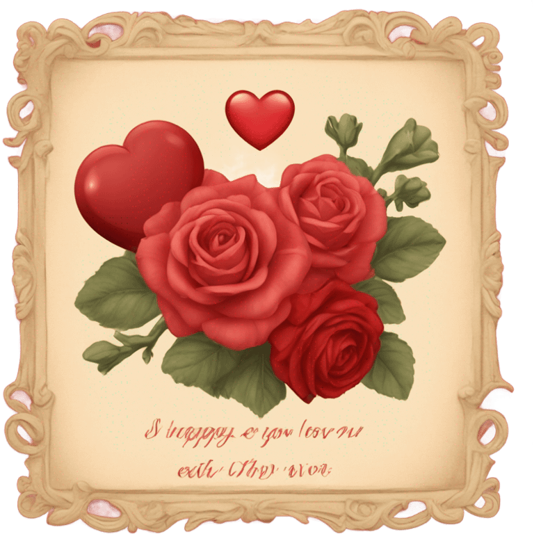 vintage valentine’s day card red emoji