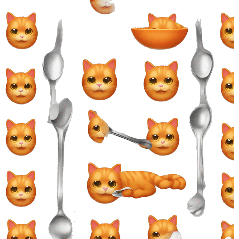 Orange cat with teaspoon emoji