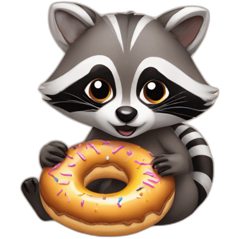 little raccoon eating donut emoji