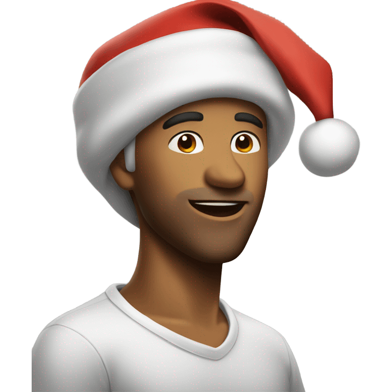 realistic male in santa hat singing a song  emoji