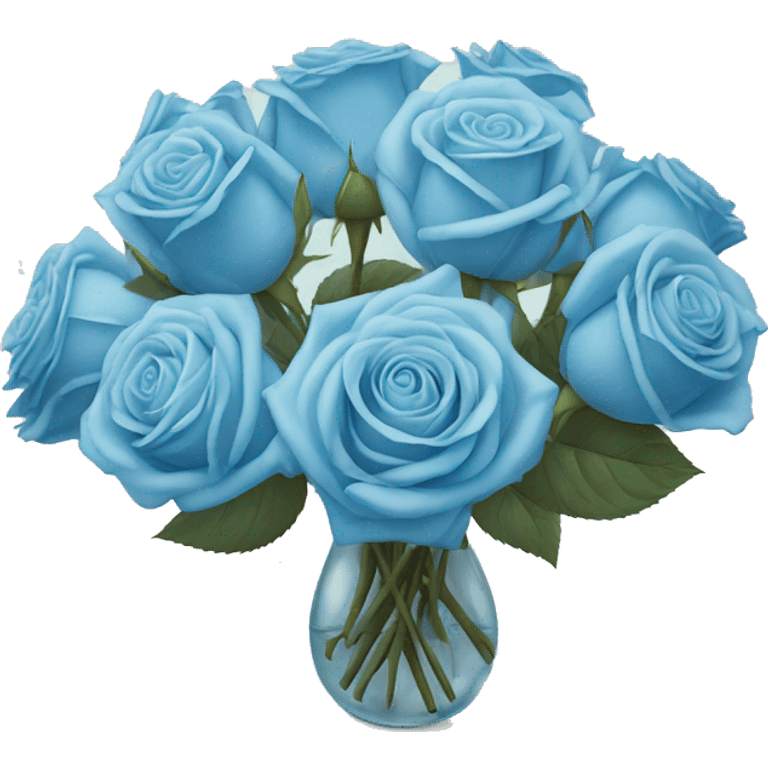 Sky blue rose bouquet still life emoji