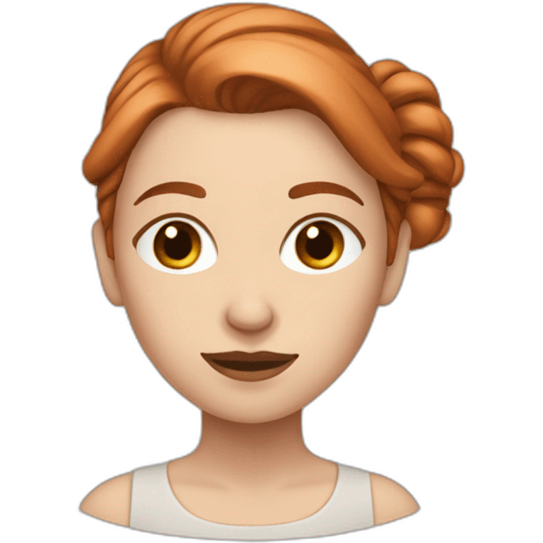 White girl with copper-colored hair tied back emoji