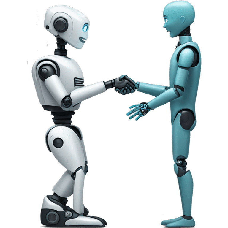 human handing shaking hands with robot hand emoji