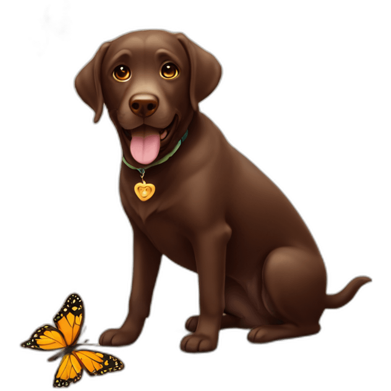 Chocolate labradador with magic butterfly emoji