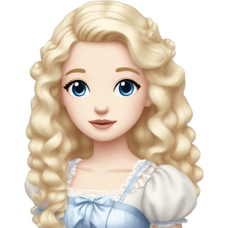 sweet lolita blond hair blue eyes white skin light pink dress emoji