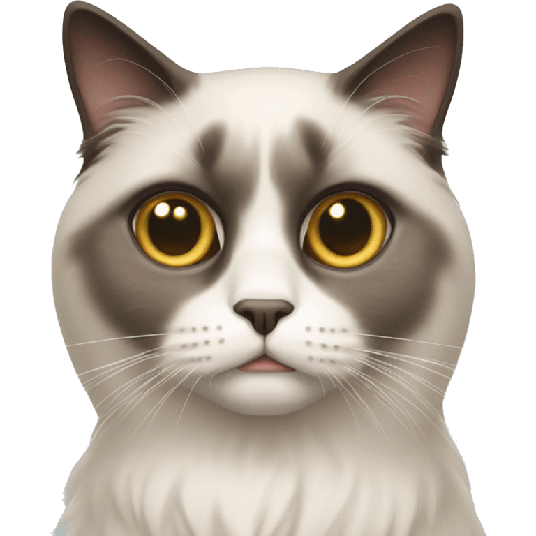 A ragdoll cat with anxious face emoji