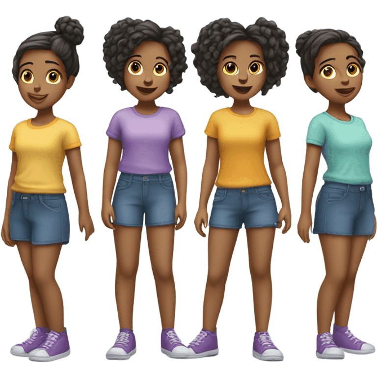 Quadruplet girls emoji