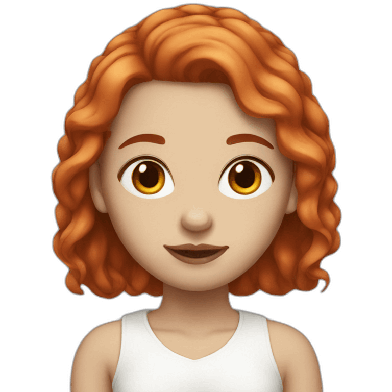 Female with white skin, brown eyes, red hair, nose piercing emoji