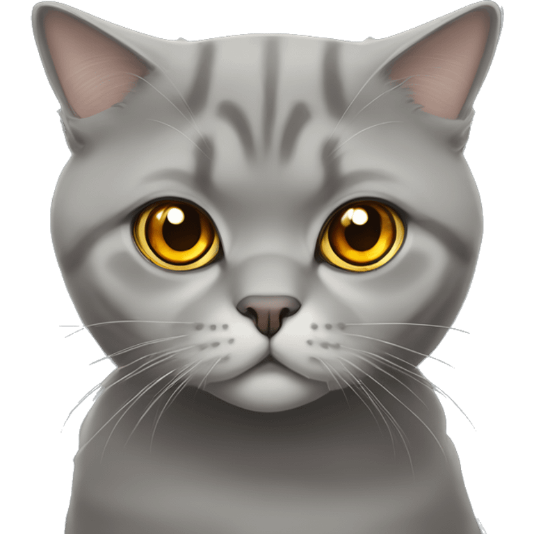 grey scottish fold cat with amber eyes emoji