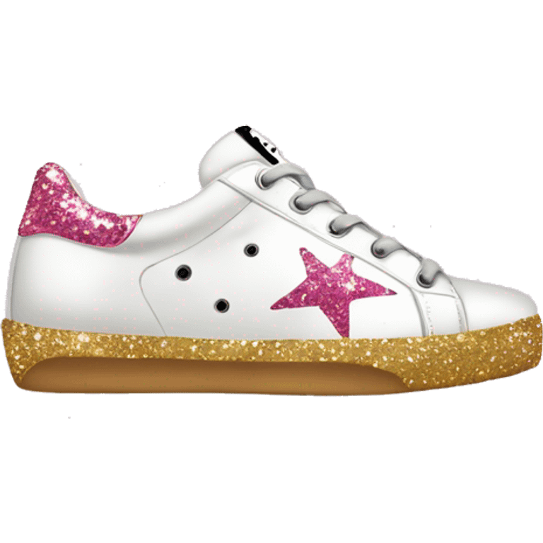 Golden goose with pink glitter star sneaker emoji