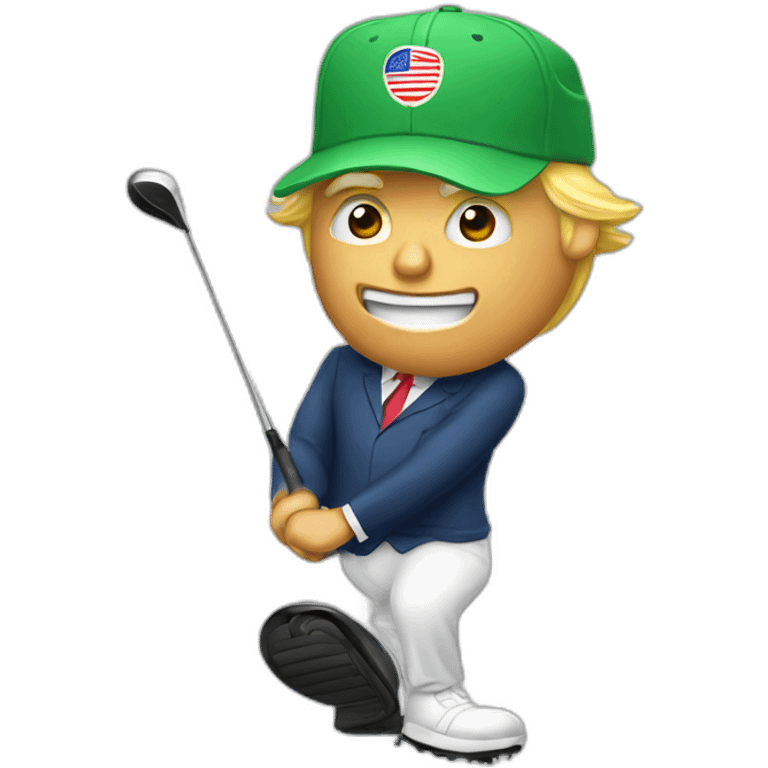 Donald trump swinging a golf with hat emoji