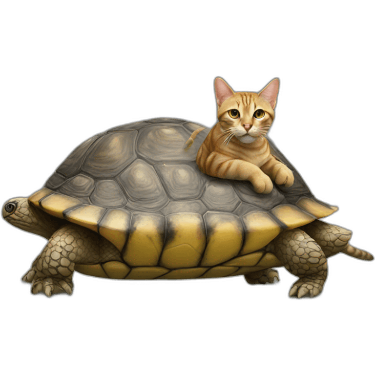 Cat on turtle emoji