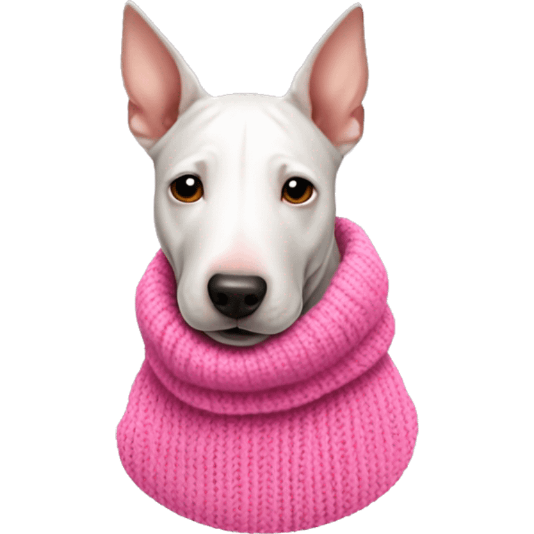 Miniature Bull Terrier in a Pink Sweater emoji