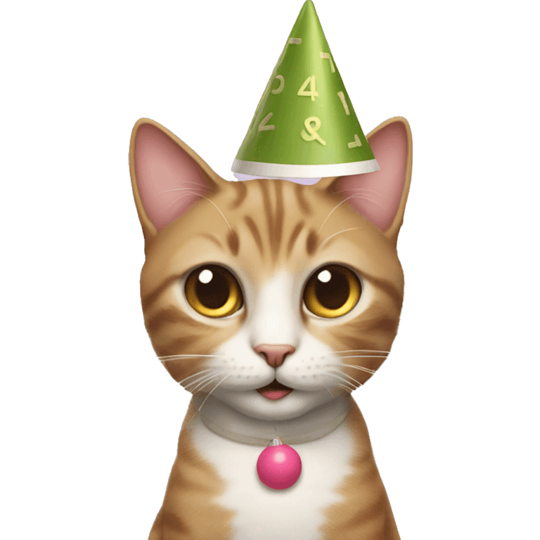 cat wearing a birthday hat playing scrabble emoji