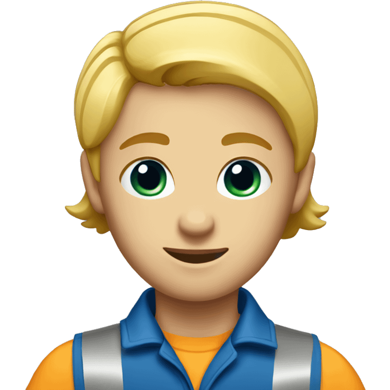  construction worker with blond Short hair wearing blue work wear emoji