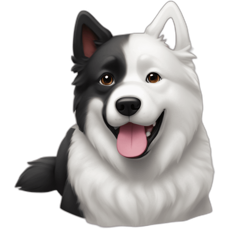 samoyed and BLACK-french buldog playing emoji